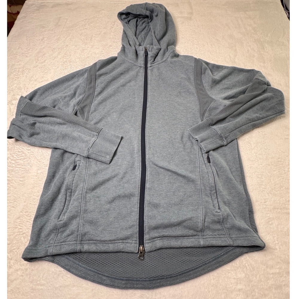Jordan Mens XL Blue Grey Full Zip Hoodie Textured Mesh Fleece Athletic Jacket